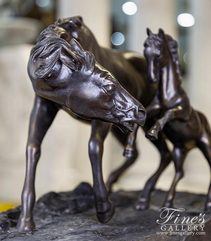 Bronze Statues  - Mare With Foal Bronze Statue - BS-170